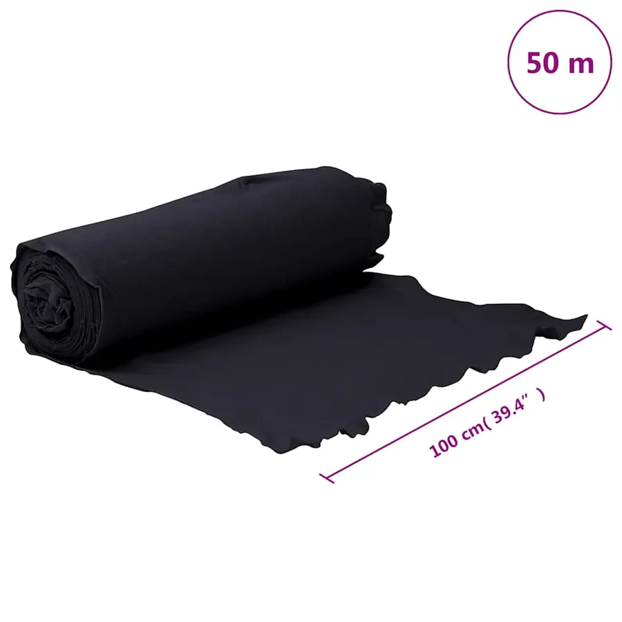 Membrane géotextile noir 1 x 50 m fibre de polyester - 10