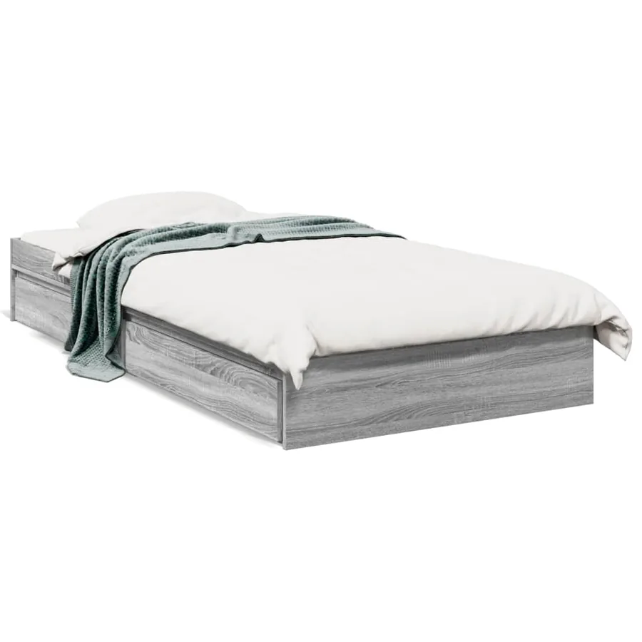 Cadre de lit avec tiroirs sans matelas sonoma gris 90x200 cm - 2