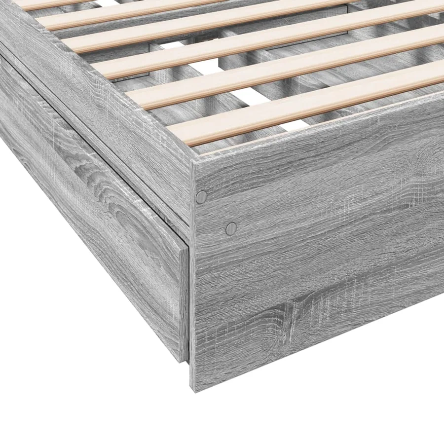 Cadre de lit avec tiroirs sans matelas sonoma gris 90x200 cm - 8