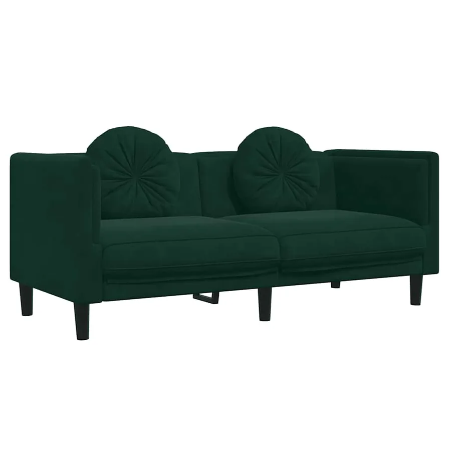 Ensemble de canapés 2 pcs avec coussins vert foncé velours - 4