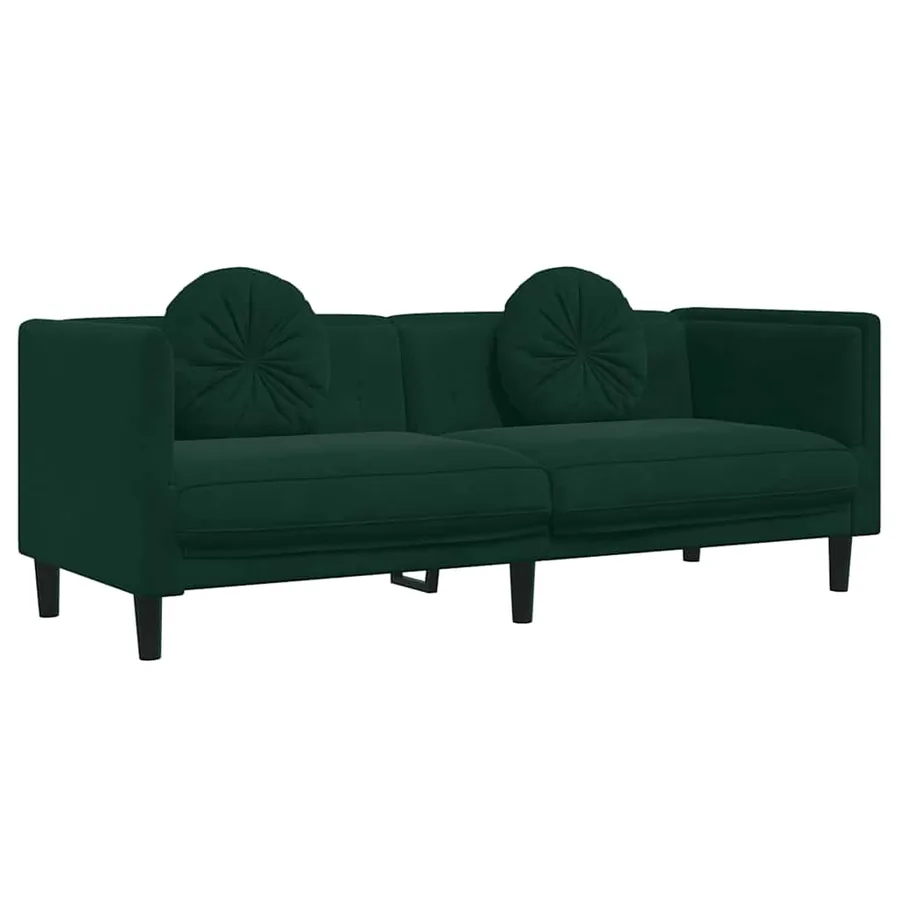Ensemble de canapés 2 pcs avec coussins vert foncé velours - 5