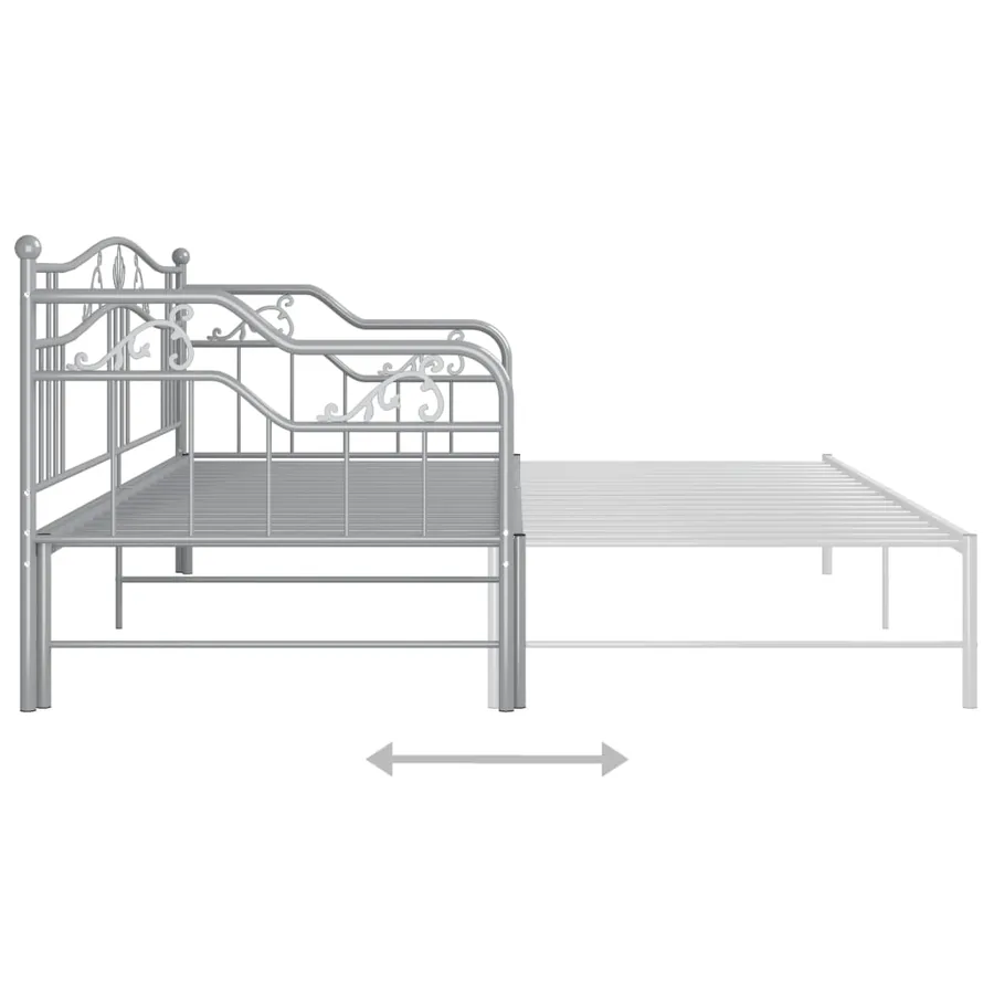Cadre de canapé-lit extensible sans matelas gris métal 90x200cm - 11