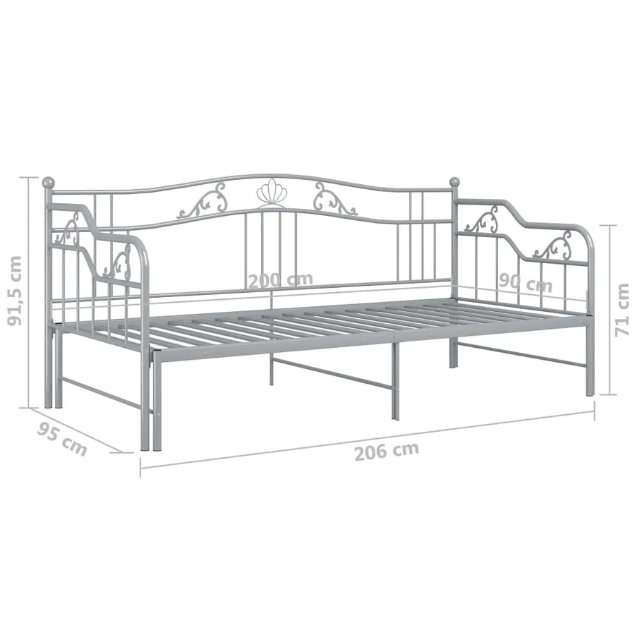 Cadre de canapé-lit extensible sans matelas gris métal 90x200cm - 13