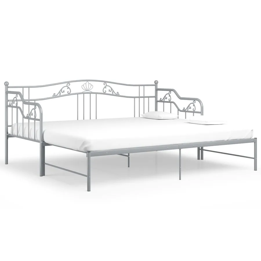 Cadre de canapé-lit extensible sans matelas gris métal 90x200cm - 2
