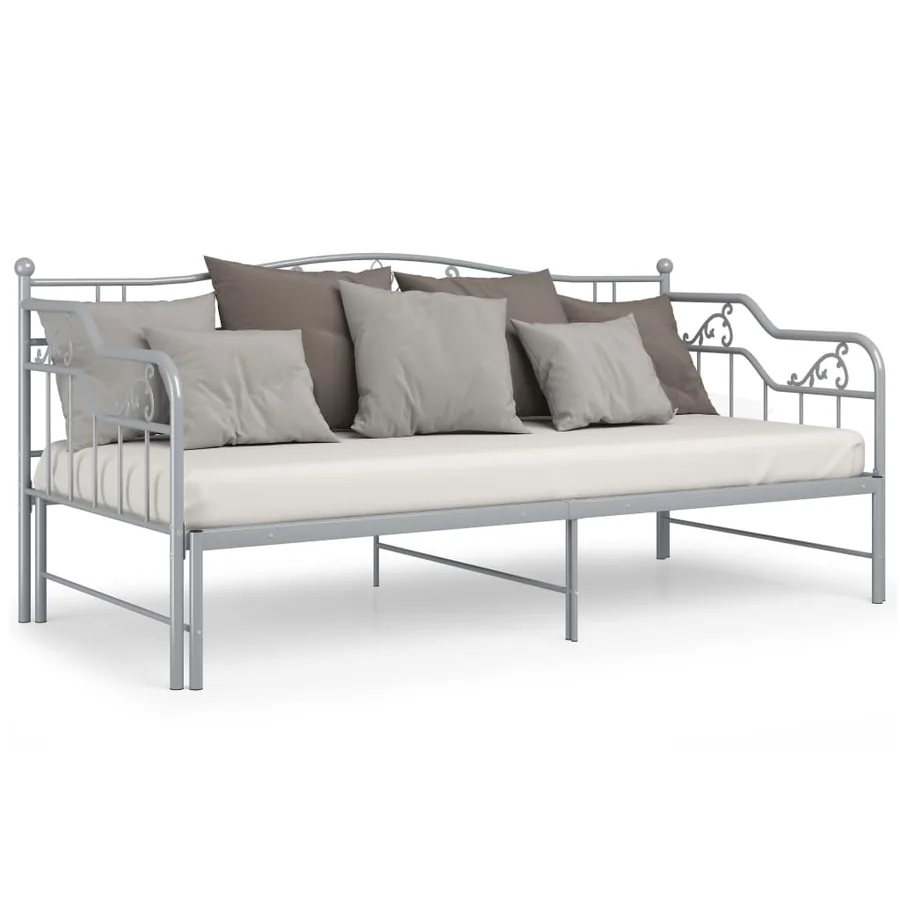 Cadre de canapé-lit extensible sans matelas gris métal 90x200cm - 4