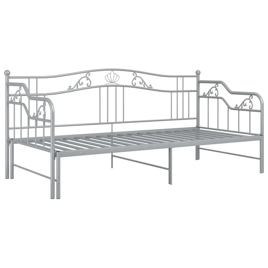 Cadre de canapé-lit extensible sans matelas gris métal 90x200cm - 5