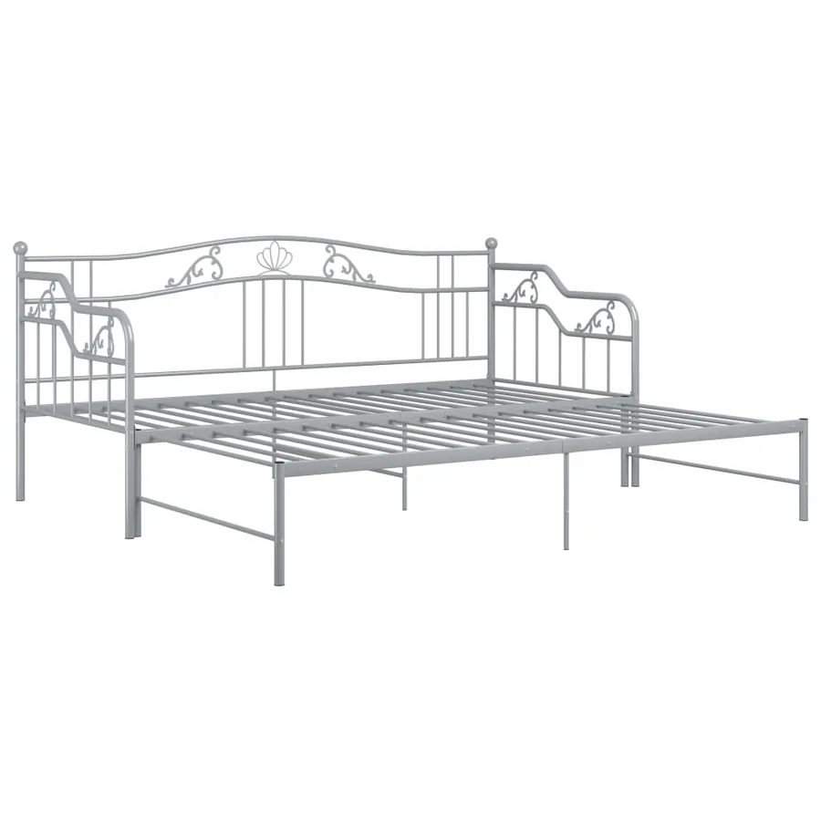 Cadre de canapé-lit extensible sans matelas gris métal 90x200cm - 6