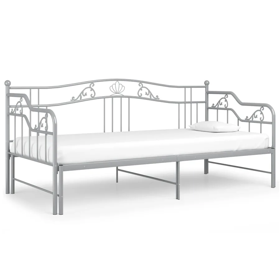 Cadre de canapé-lit extensible sans matelas gris métal 90x200cm - 7