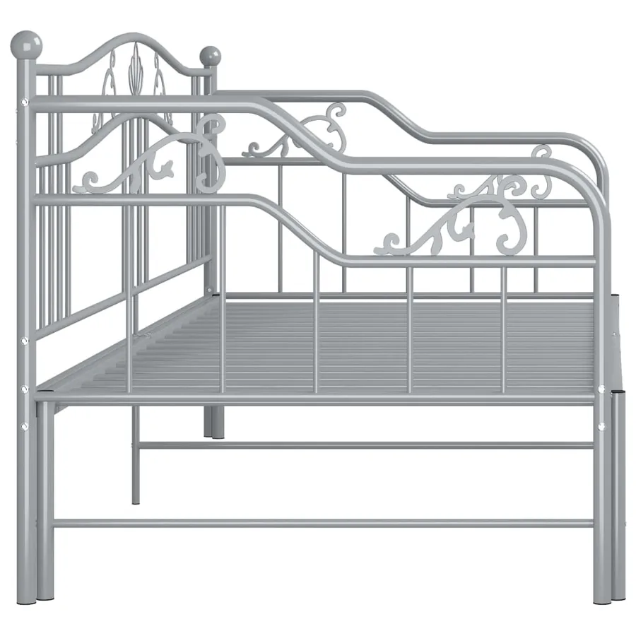 Cadre de canapé-lit extensible sans matelas gris métal 90x200cm - 9