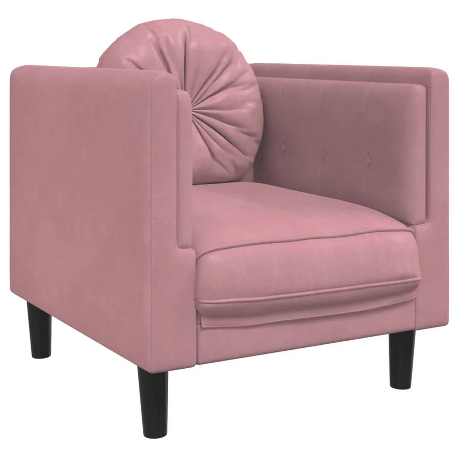 Ensemble de canapés 3 pcs avec coussins rose velours - 4