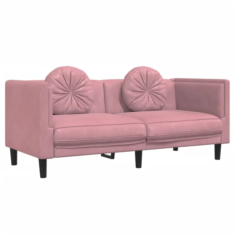 Ensemble de canapés 3 pcs avec coussins rose velours - 5