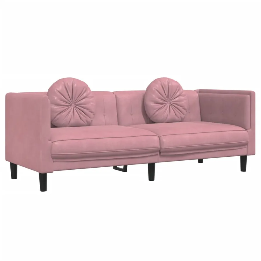 Ensemble de canapés 3 pcs avec coussins rose velours - 6