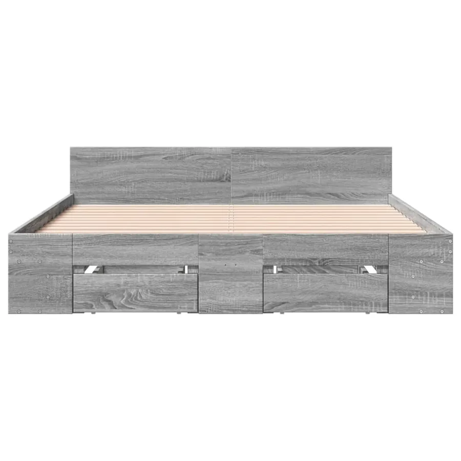 Cadre de lit avec tiroirs sans matelas sonoma gris 140x190 cm - 4