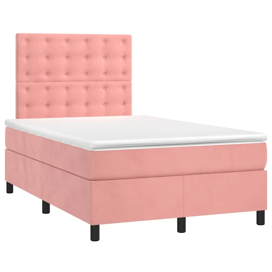 Sommier à lattes de lit et matelas LED rose 120x190 cm velours - 3