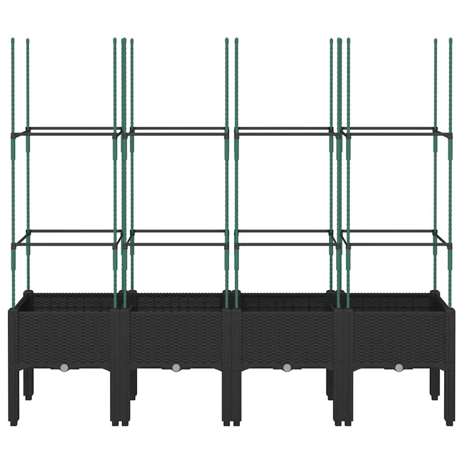 Jardinière avec treillis noir 160x40x142,5 cm PP - 3