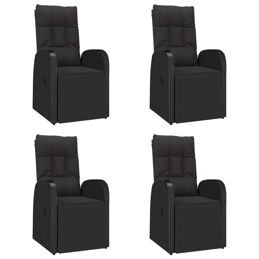 Ensemble à manger de jardin 5pcs Noir Poly rotin et acacia - 4