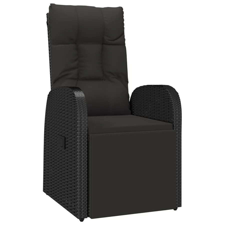 Ensemble à manger de jardin 5pcs Noir Poly rotin et acacia - 5