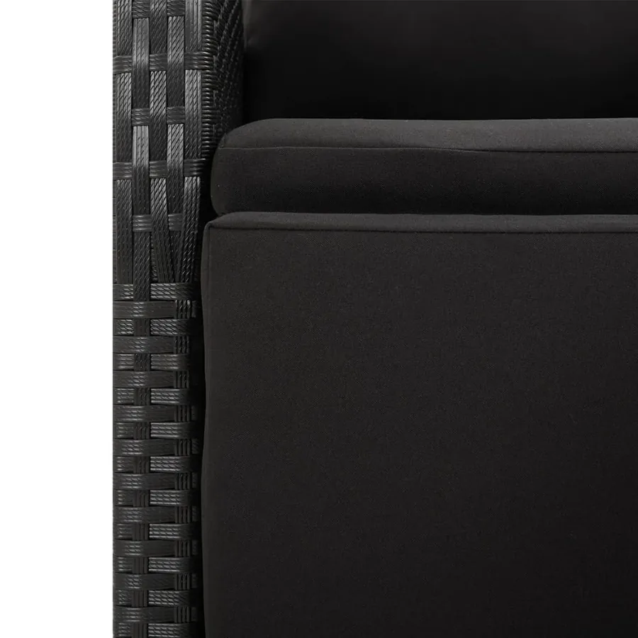 Ensemble à manger de jardin 5pcs Noir Poly rotin et acacia - 7