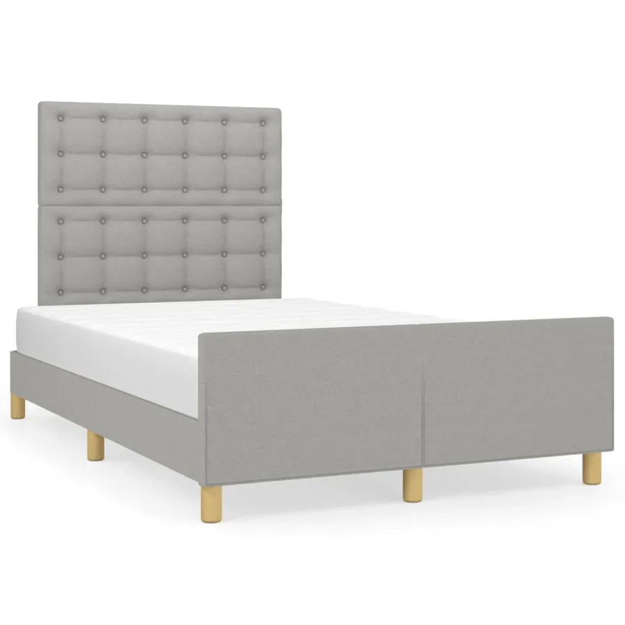 Cadre de lit sans matelas gris clair 120x190 cm tissu - 2