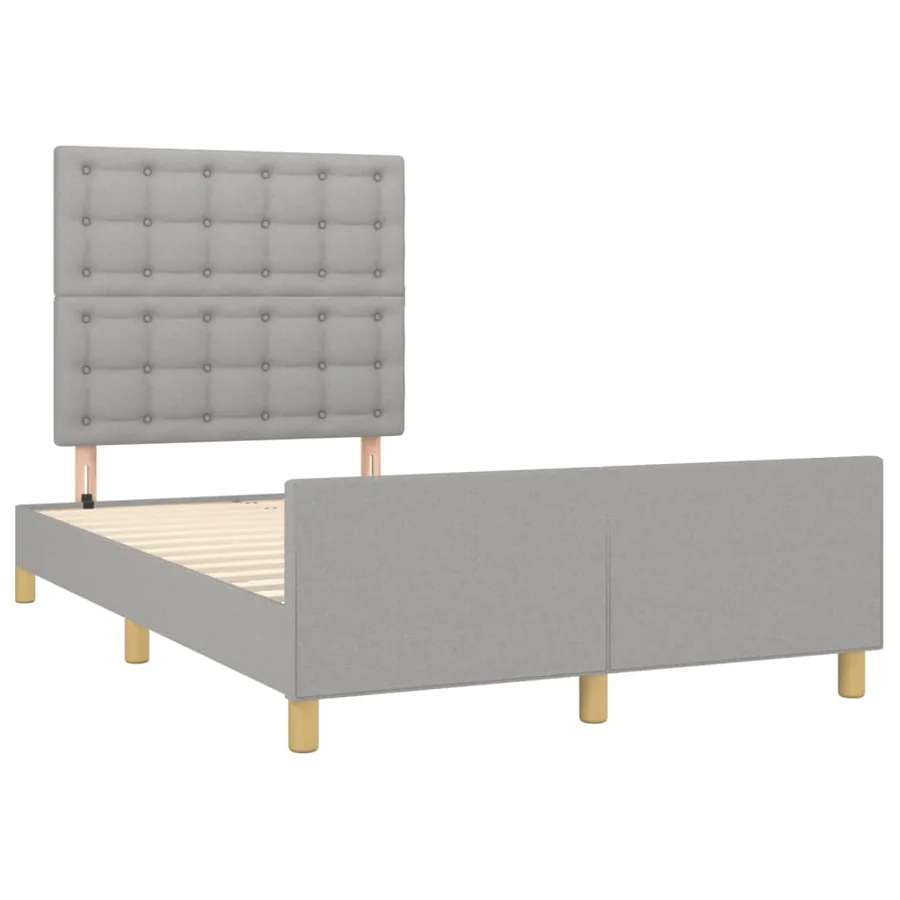 Cadre de lit sans matelas gris clair 120x190 cm tissu - 3