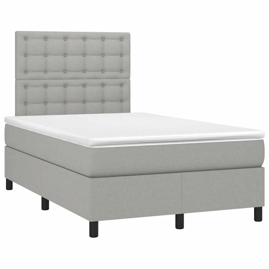 Sommier à lattes de lit et matelas gris clair 120x190 cm tissu - 2