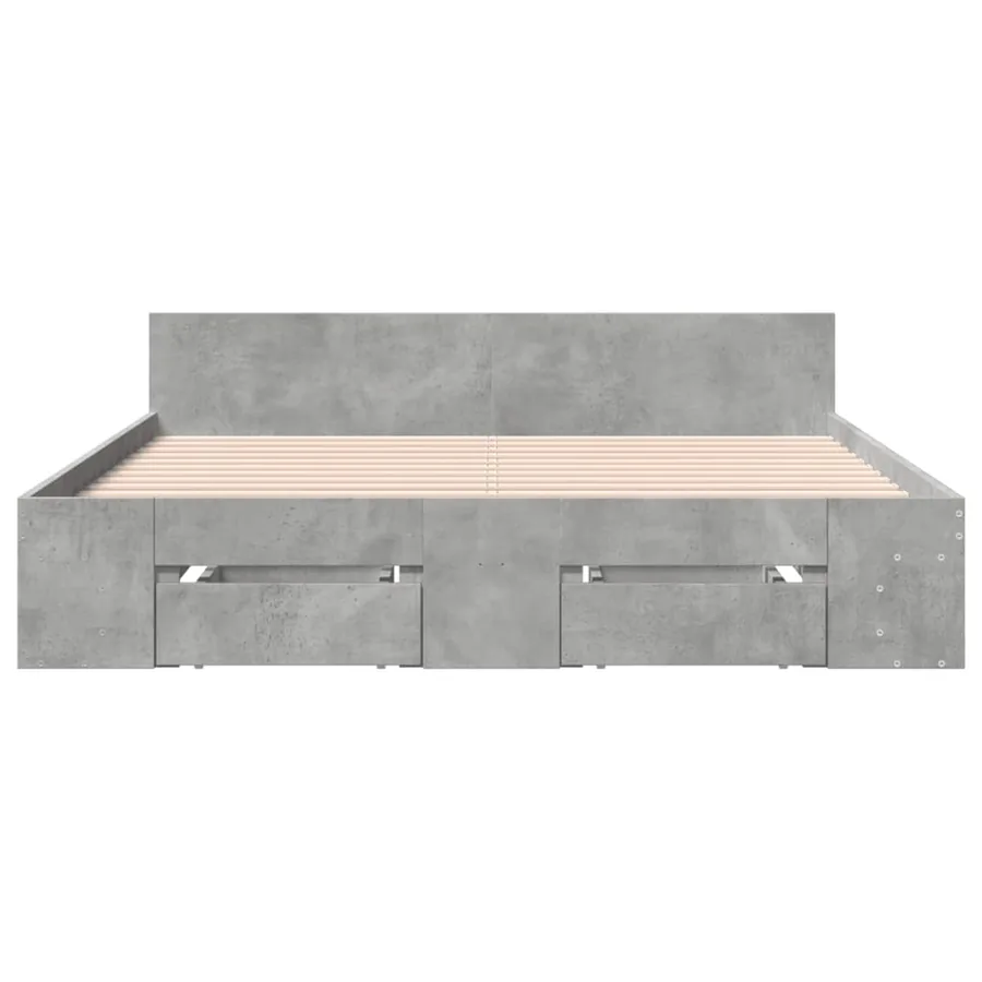 Cadre de lit avec tiroirs sans matelas gris béton 140x190 cm - 4