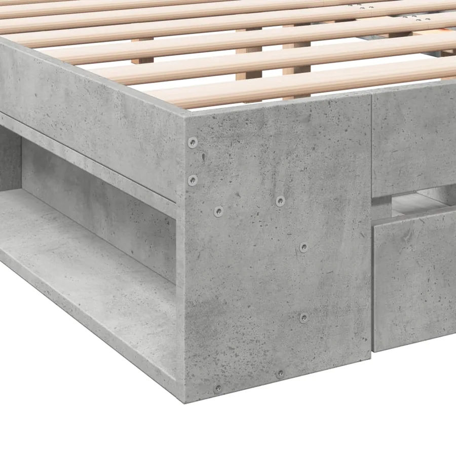 Cadre de lit avec tiroirs sans matelas gris béton 140x190 cm - 8