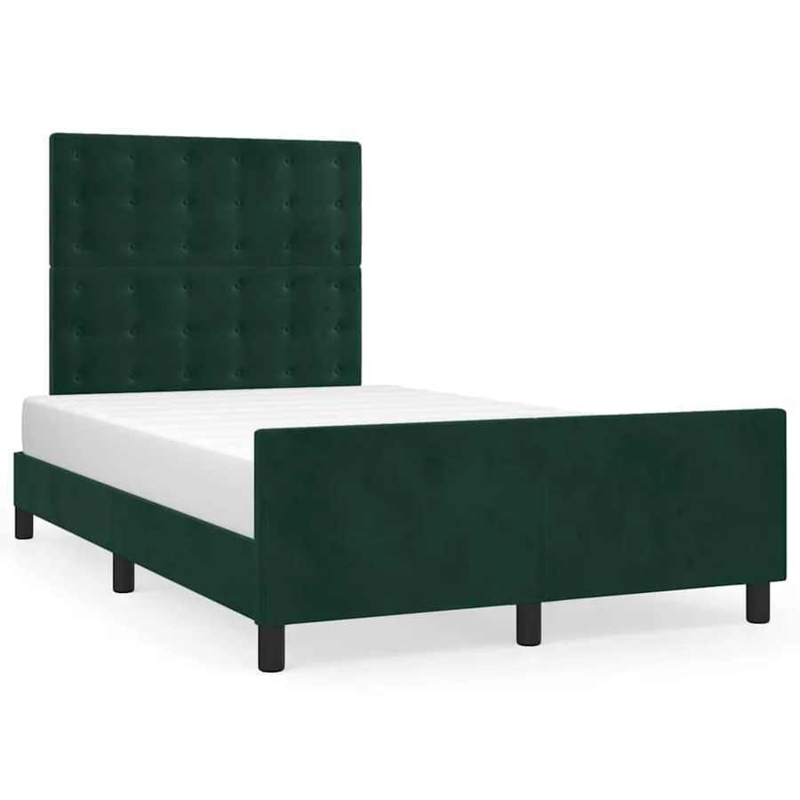 Cadre de lit sans matelas vert foncé 120x190 cm velours - 2