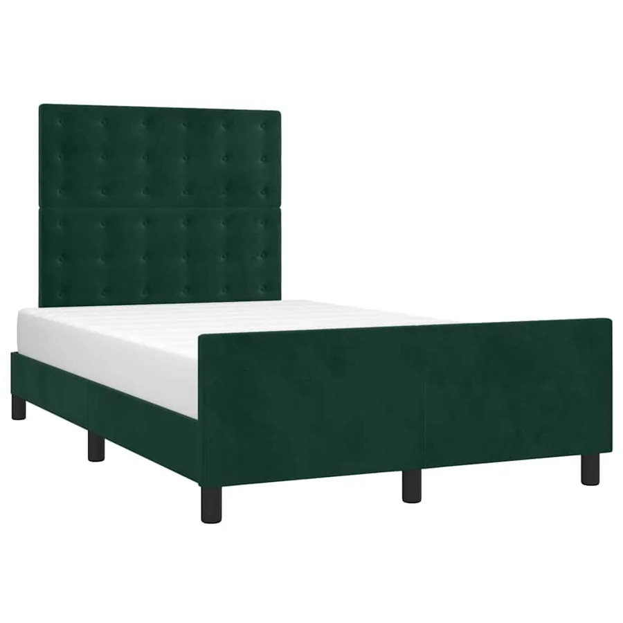 Cadre de lit sans matelas vert foncé 120x190 cm velours - 4
