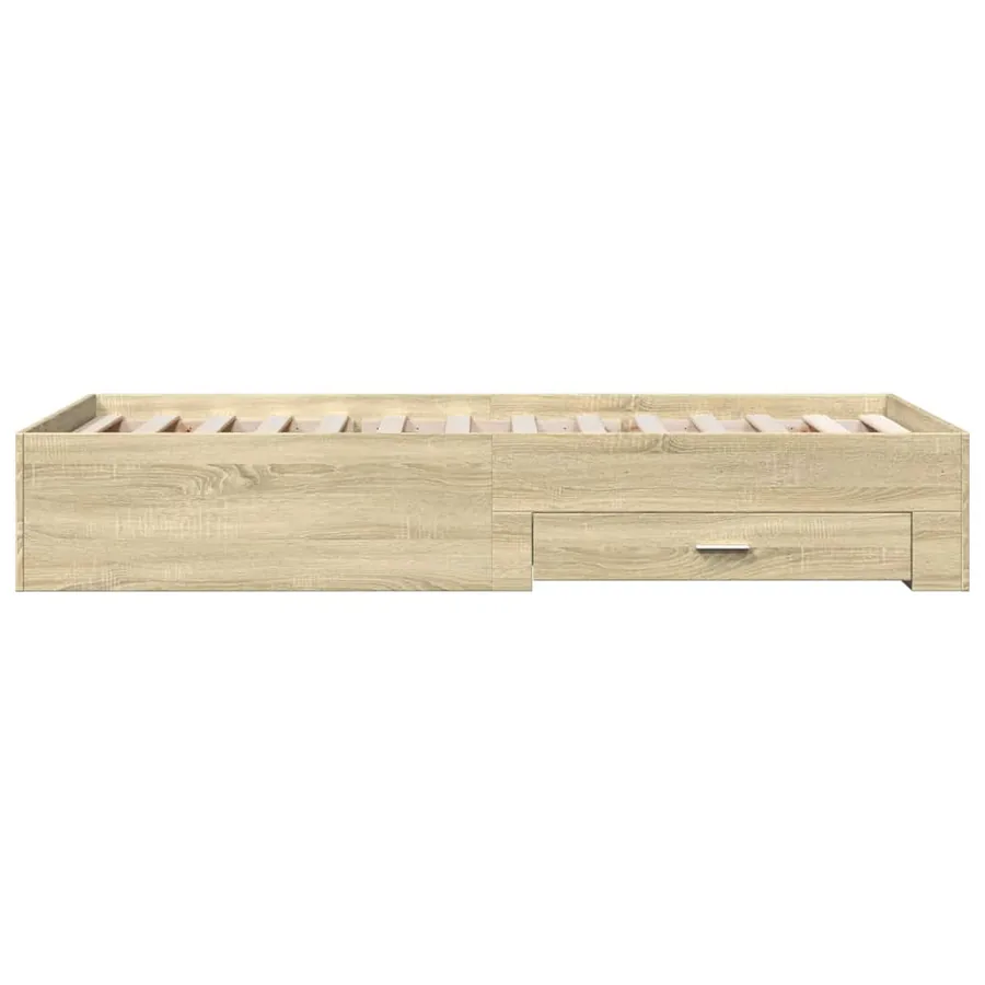 Cadre de lit avec tiroirs sans matelas chêne sonoma 75x190 cm - 5