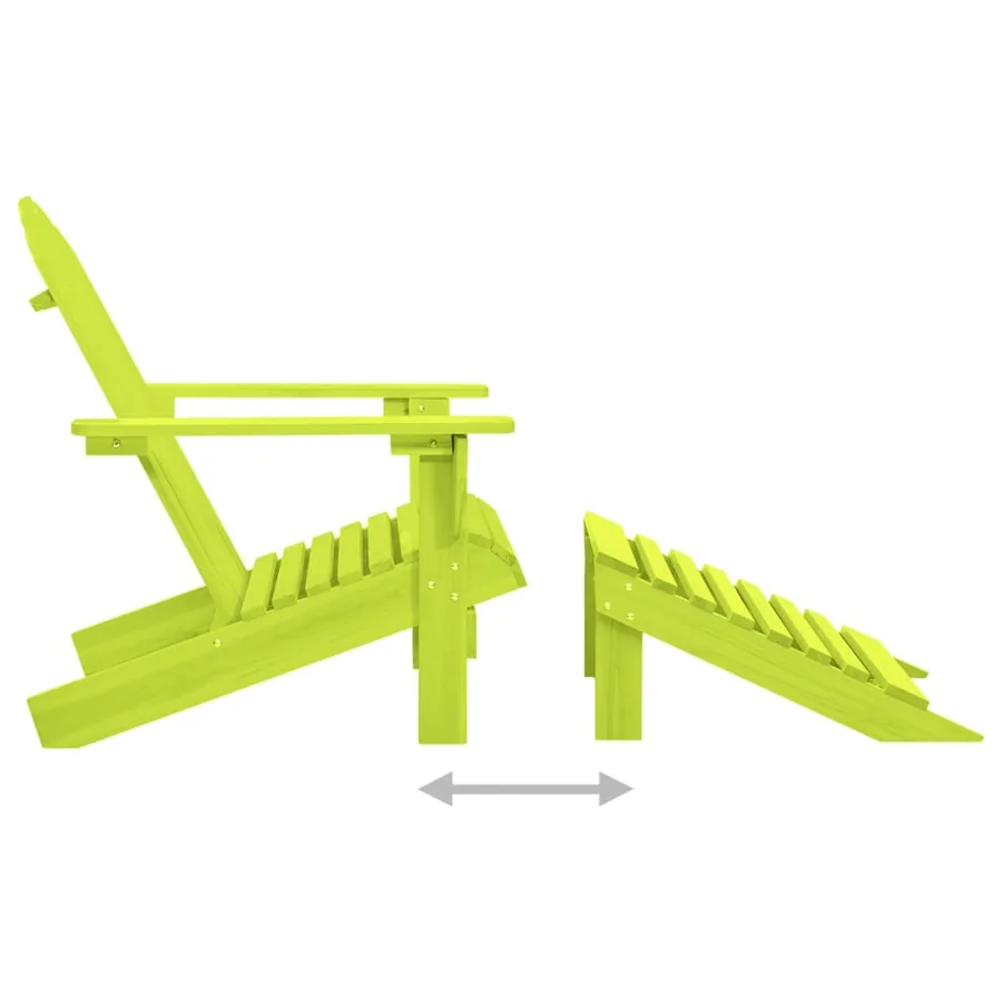 Chaise de jardin Adirondack avec pouf bois de sapin solide vert - 5