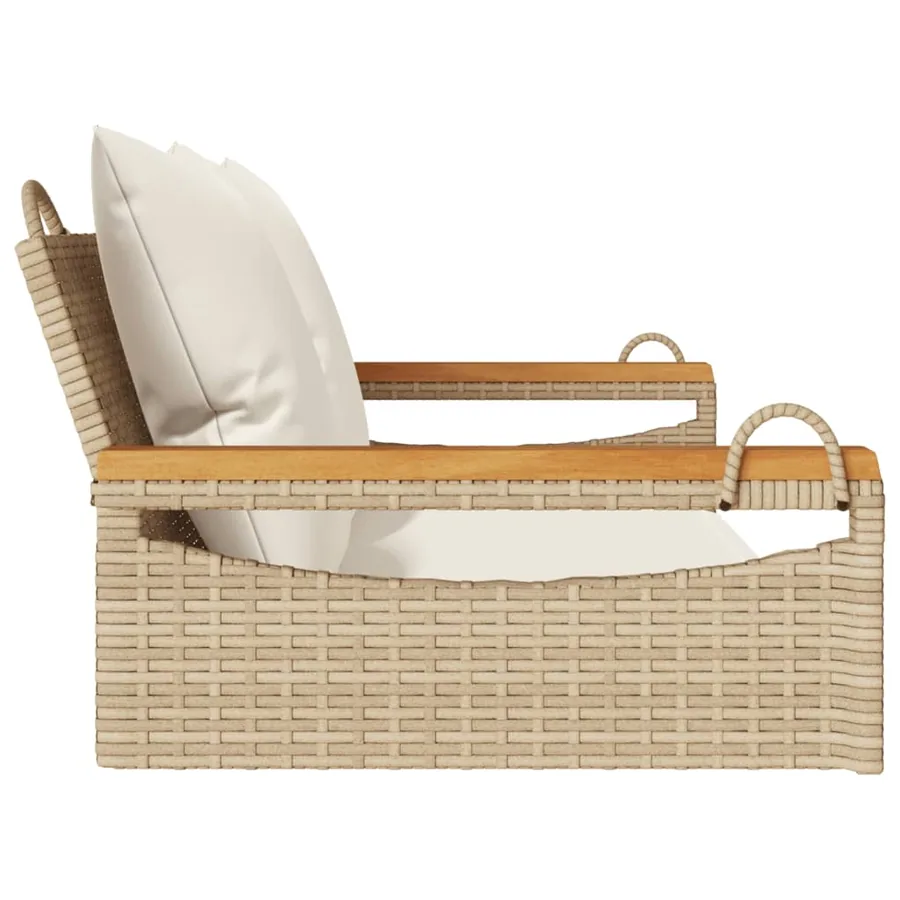 Balancelle avec coussins beige 109x62x40 cm résine tressée - 5