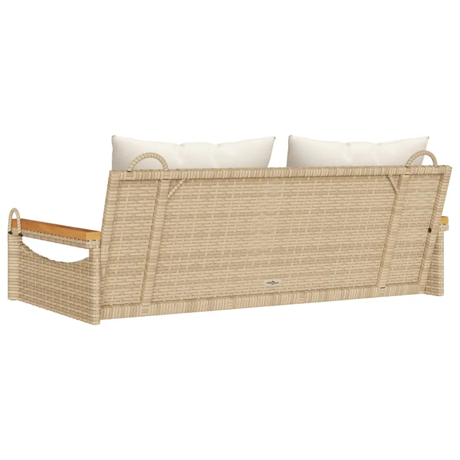 Balancelle avec coussins beige 109x62x40 cm résine tressée - 6