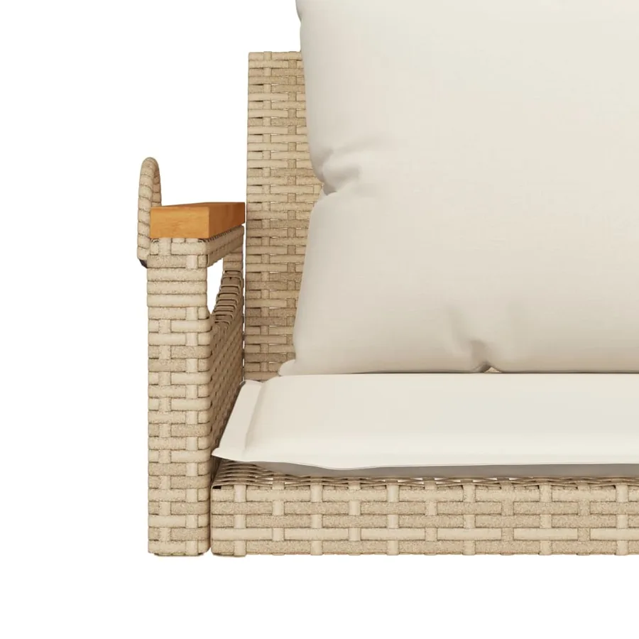 Balancelle avec coussins beige 109x62x40 cm résine tressée - 8