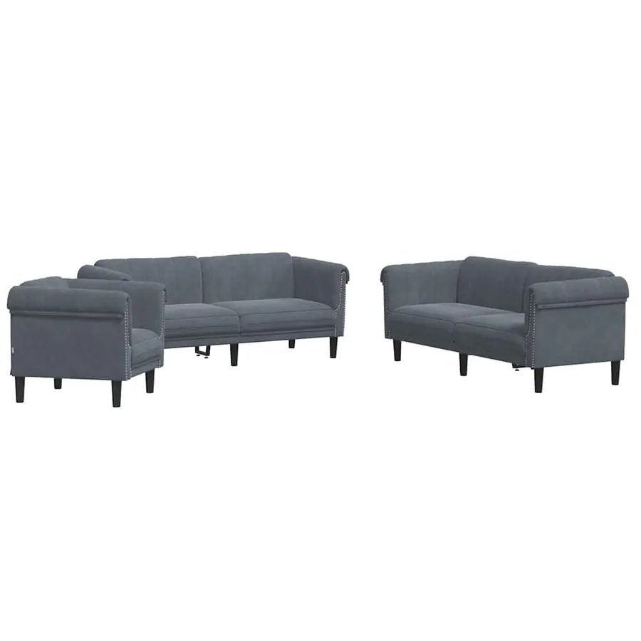 Ensemble de canapés 3 pcs gris foncé velours - 2