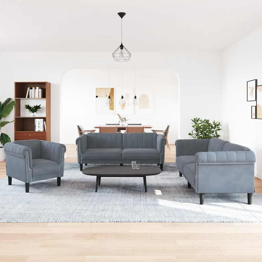 Ensemble de canapés 3 pcs gris foncé velours - 3