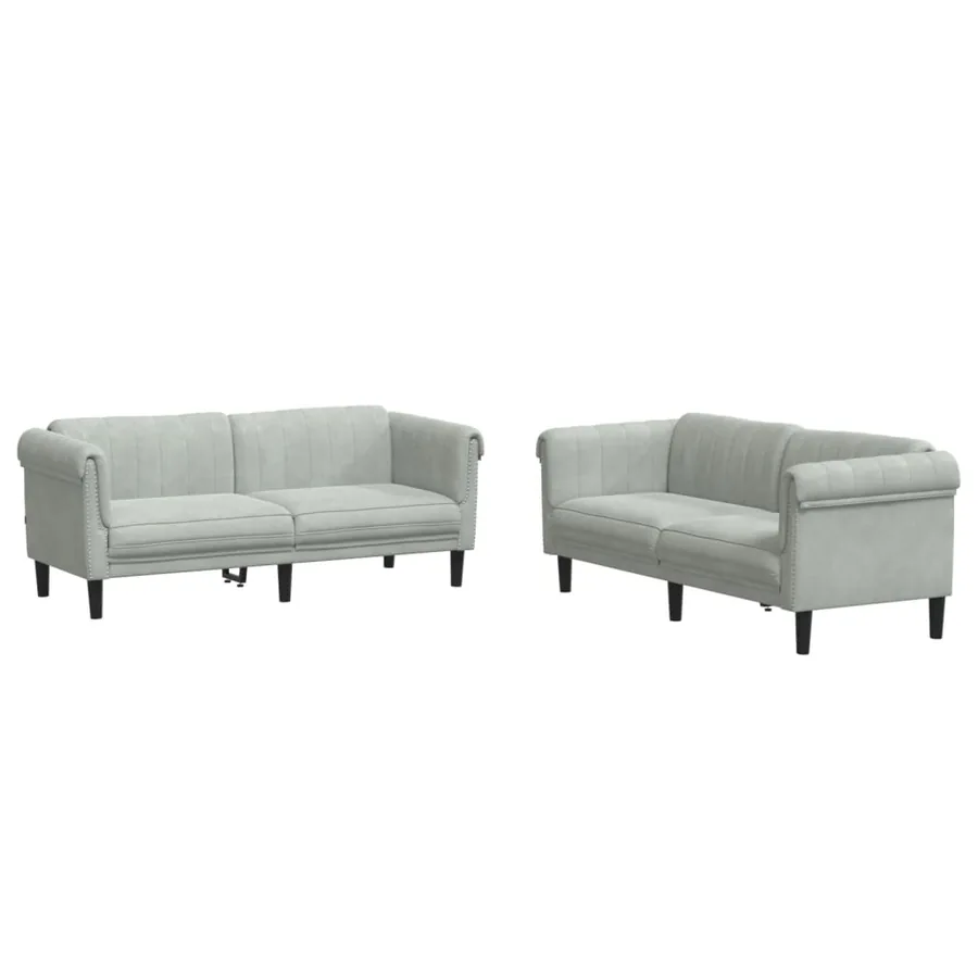 Ensemble de canapés 2 pcs gris clair velours - 2