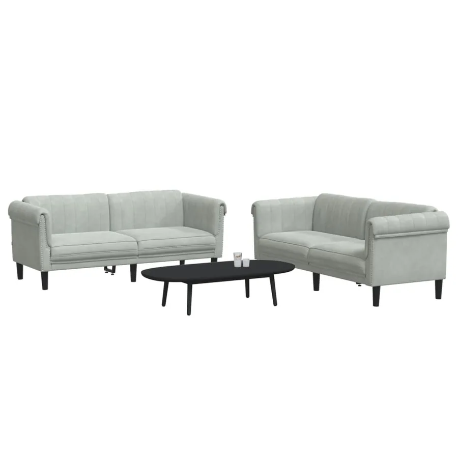 Ensemble de canapés 2 pcs gris clair velours - 3