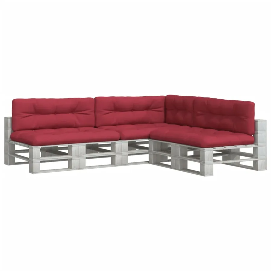 Coussins de palette lot de 7 rouge bordeaux tissu - 3