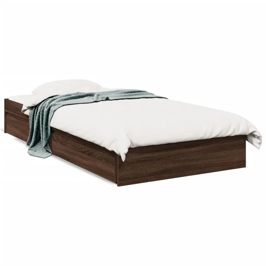 Cadre de lit avec tiroirs sans matelas chêne marron 90x190 cm - 2