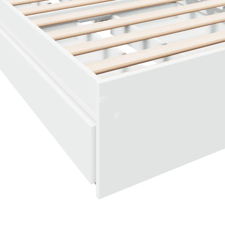 Cadre de lit avec tiroirs sans matelas blanc 90x190 cm - 8