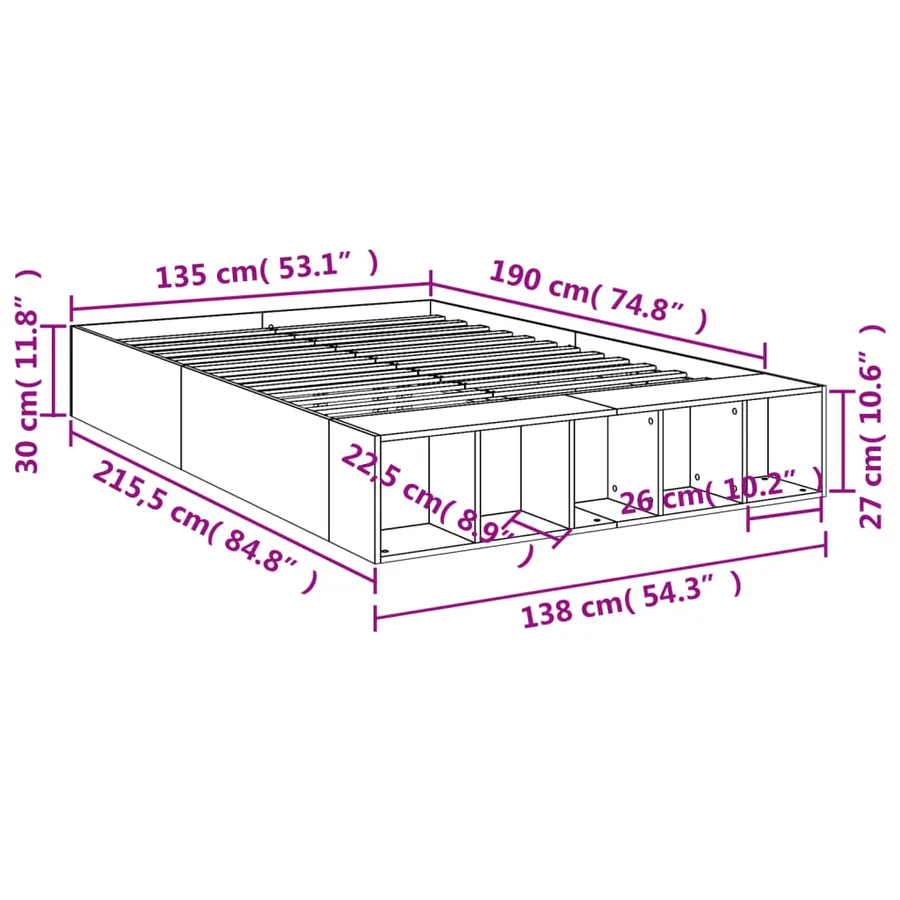Cadre de lit sans matelas blanc 135x190 cm - 10