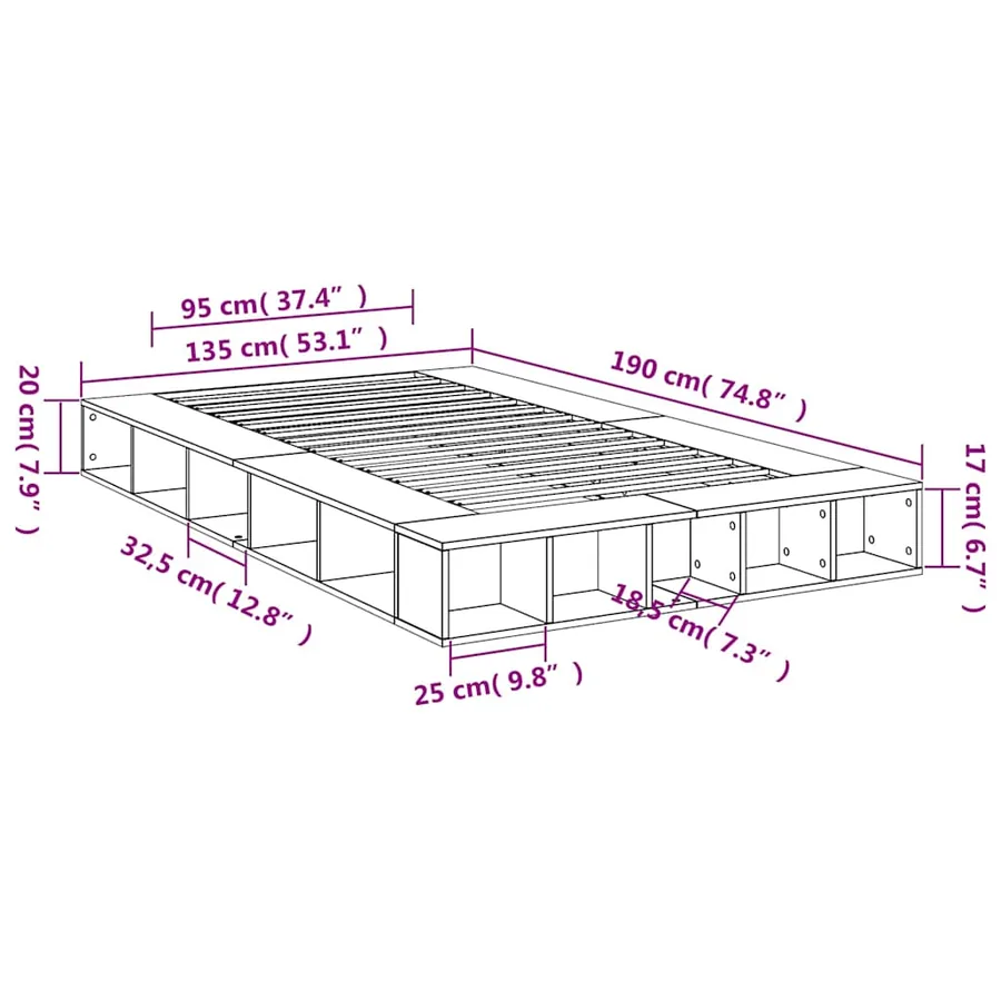 Cadre de lit sans matelas blanc 135x190 cm - 10