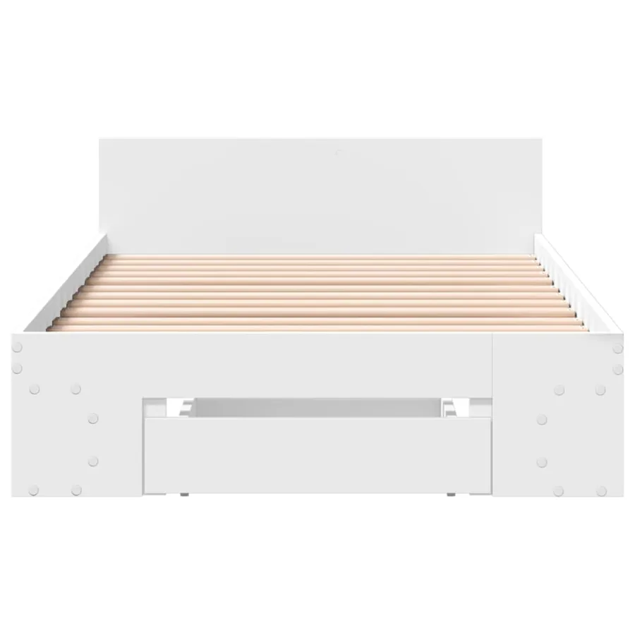 Cadre de lit avec tiroir sans matelas blanc 100x200 cm - 4