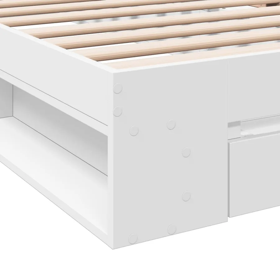 Cadre de lit avec tiroir sans matelas blanc 100x200 cm - 8