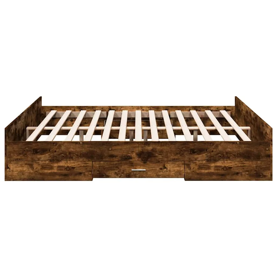 Cadre de lit avec tiroirs sans matelas chêne fumé 200x200 cm - 5