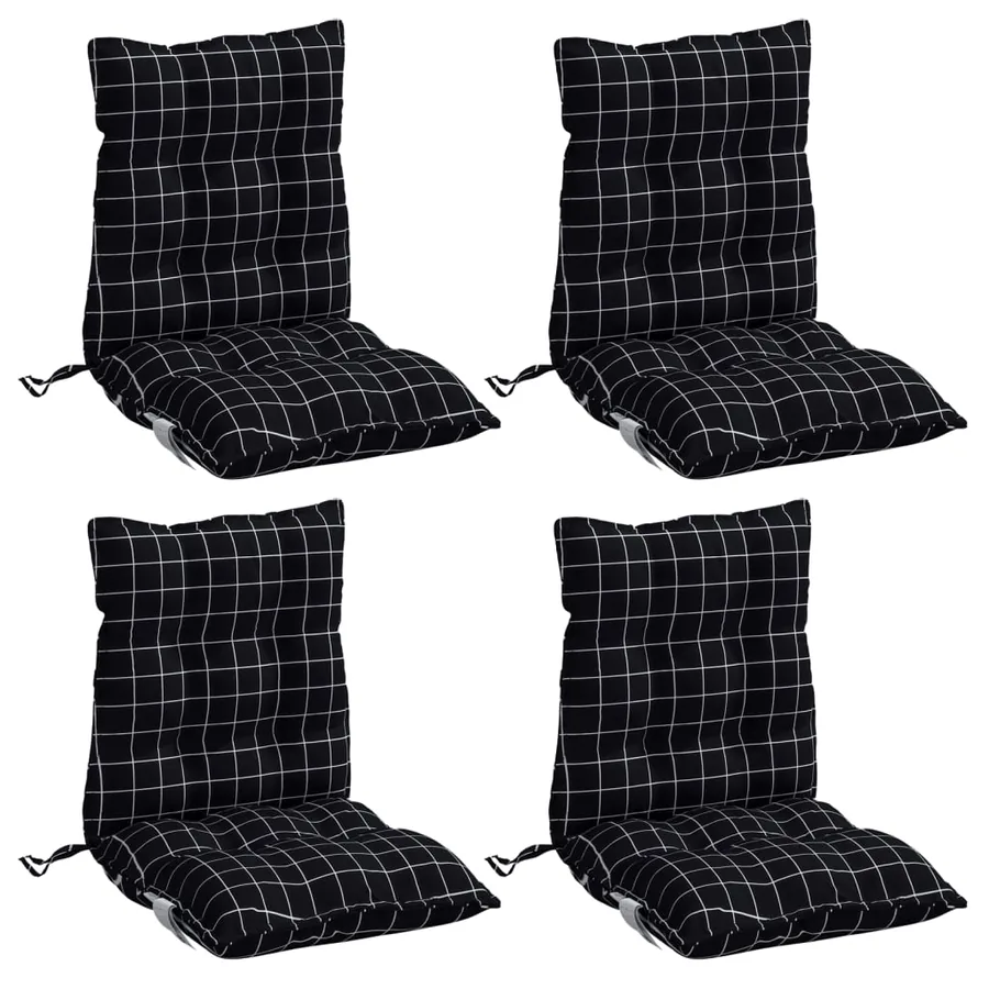 Coussins de chaise à dossier bas lot de 4 motif à carreaux noir - 3