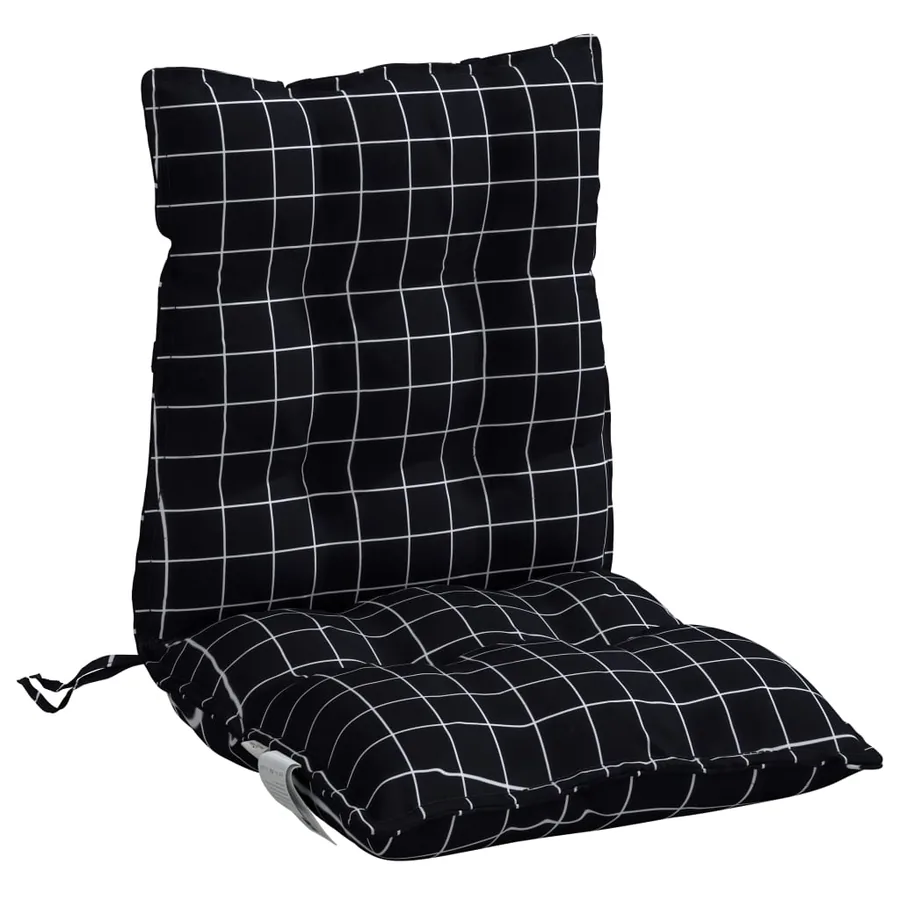 Coussins de chaise à dossier bas lot de 4 motif à carreaux noir - 5