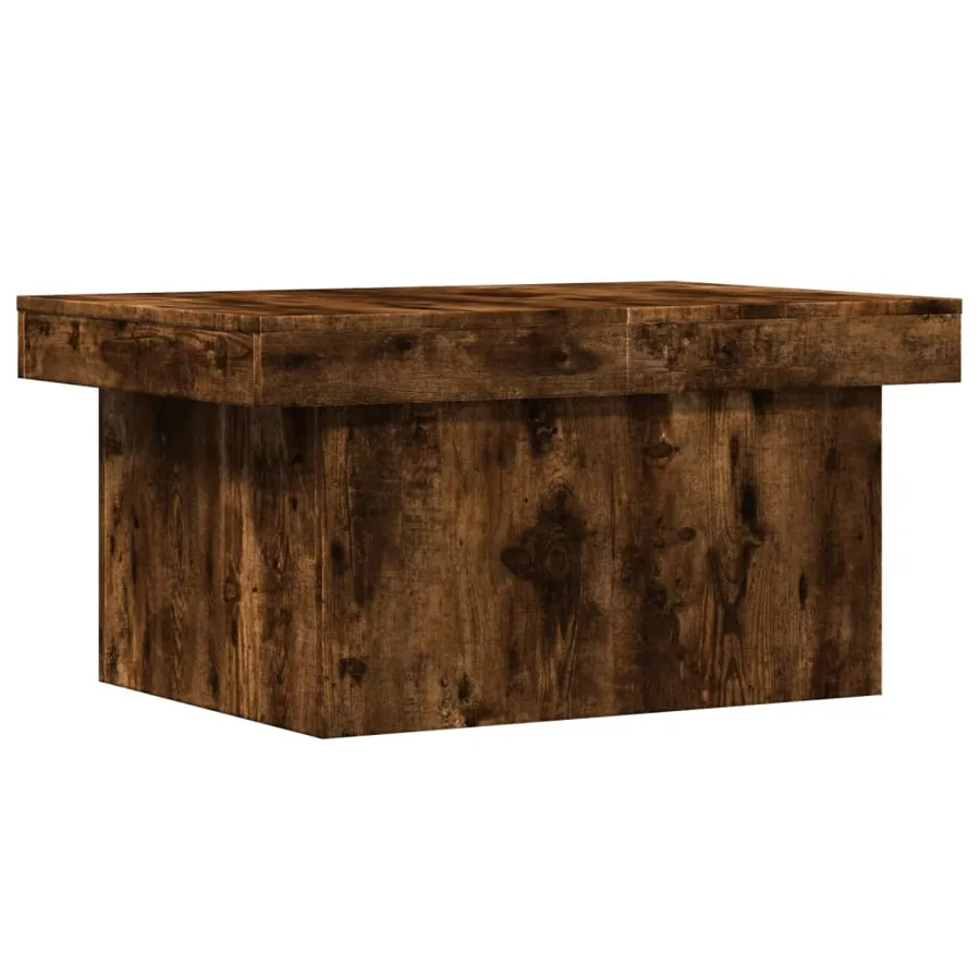 Table basse chêne fumé 80x55x40 cm bois d'ingénierie - 2