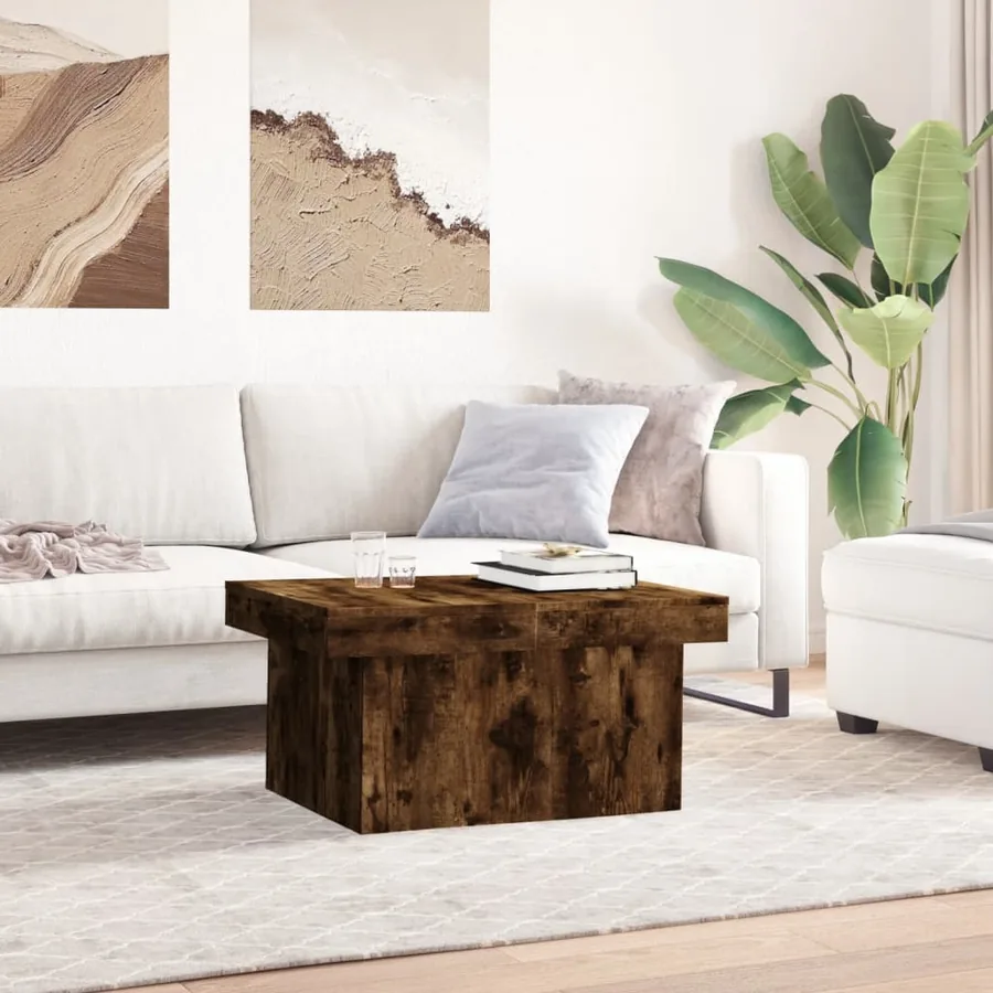 Table basse chêne fumé 80x55x40 cm bois d'ingénierie - 3